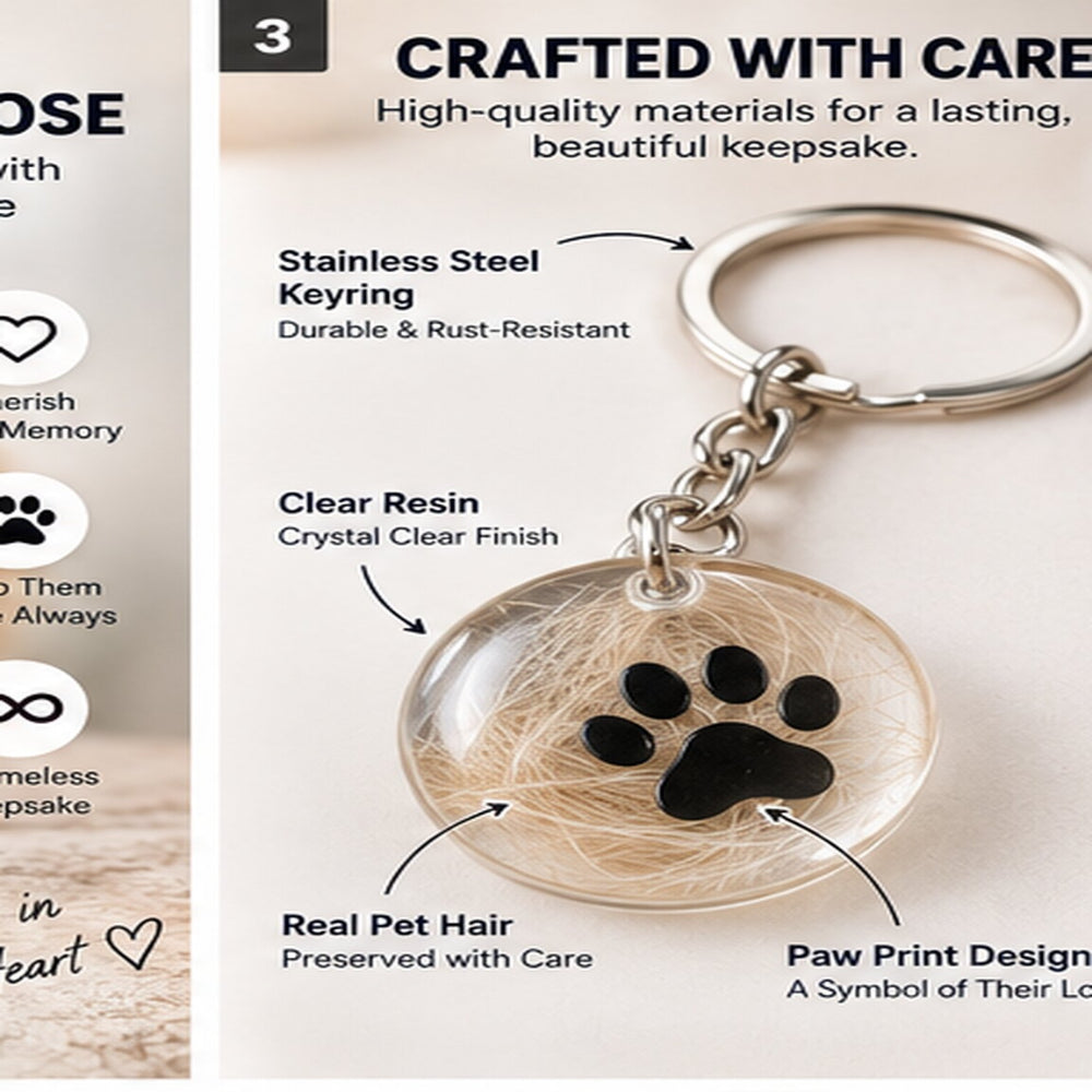 Petlytics™ PawCharm — Pet Hair Keychain